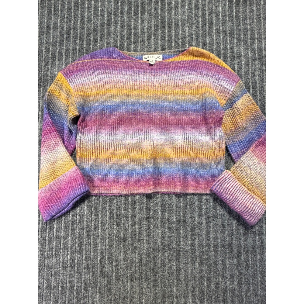Wildfox Sweater Womens Small Ombre Knit Bell Sleeve Crop Casual Boho Cozy Indie